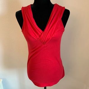 Red V-neck Sleeveless Top